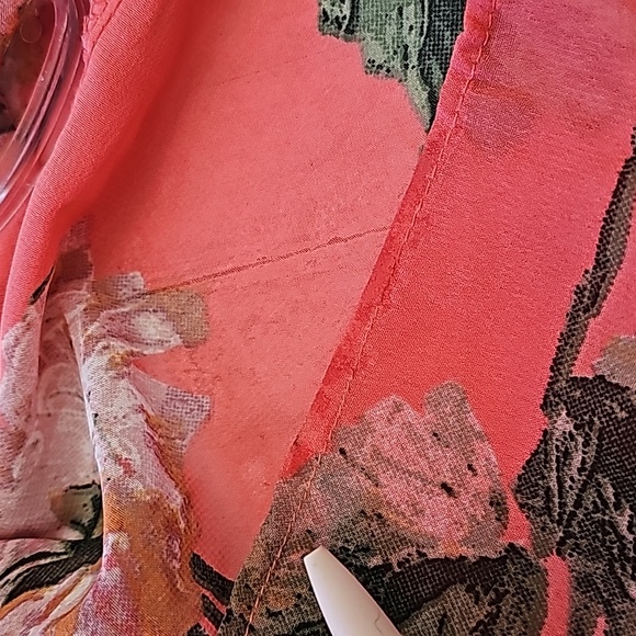 Nwot Stylish Nature Coral Pink Floral Smocked Elastic Bodice Tiered Maxi… - Picture 14 of 15